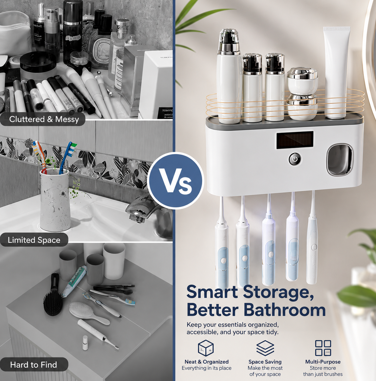 Smart Toothbrush Sanitizer with Automatic Toothpaste Dispenser -