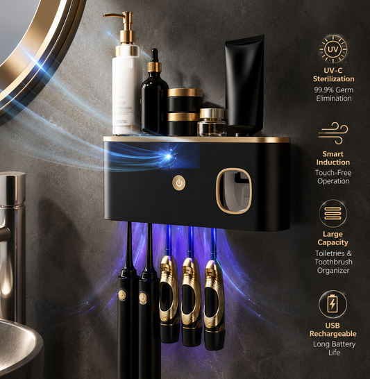 Smart Toothbrush Sanitizer with Automatic Toothpaste Dispenser -