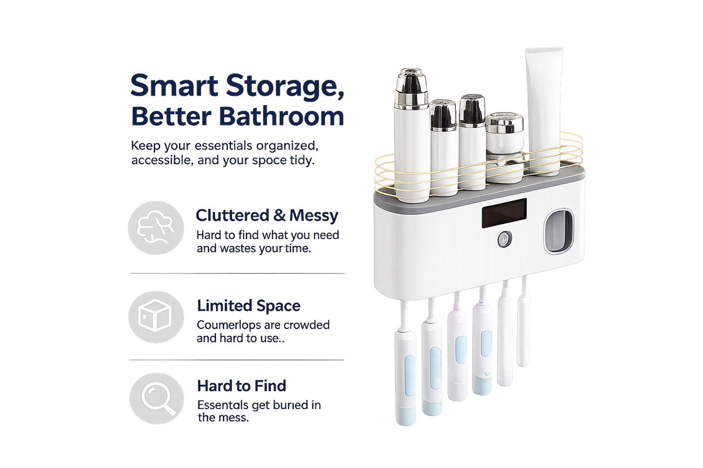 Smart Toothbrush Sanitizer with Automatic Toothpaste Dispenser -