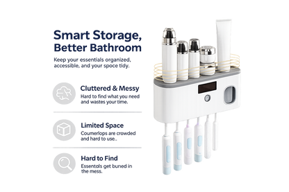 Smart Toothbrush Sanitizer with Automatic Toothpaste Dispenser -
